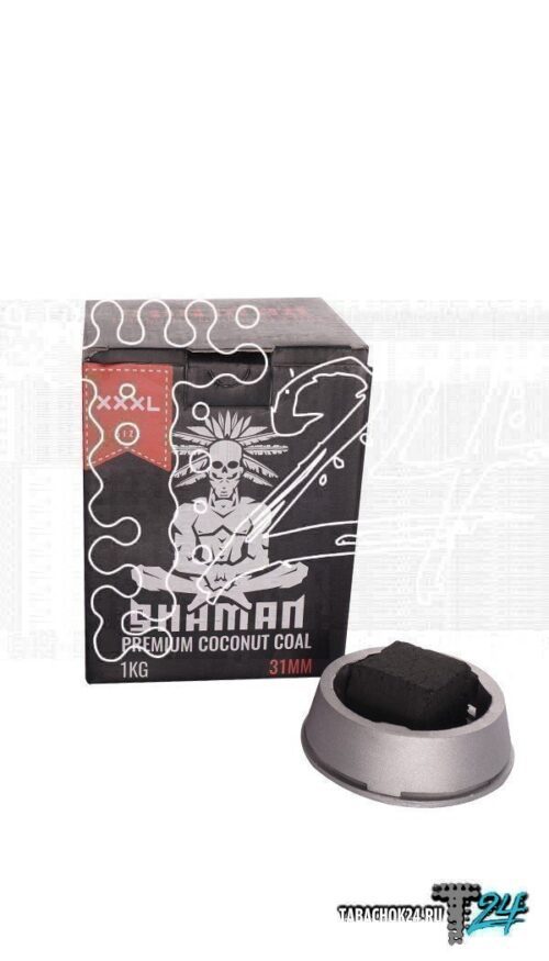 Shaman / Уголь для кальяна кокосовый Shaman XXXL, 31мм кубик, 1кг в ХукаГиперМаркете Т24