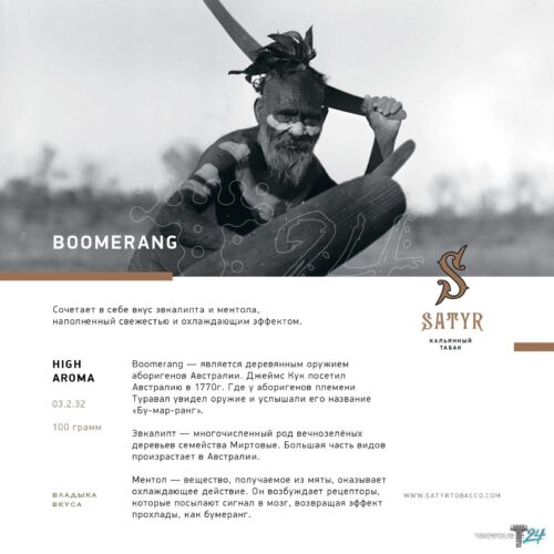 Satyr / Табак Satyr Aroma Boomerang, 100г [M] в ХукаГиперМаркете Т24