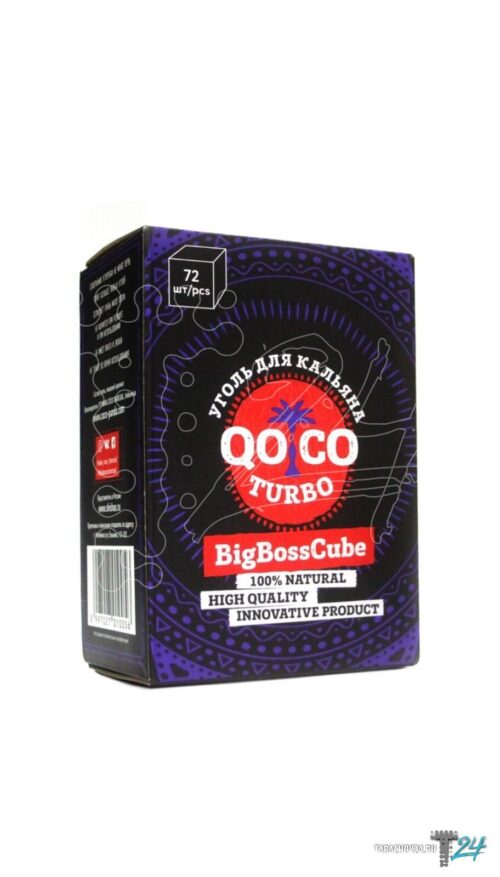 Qo Co Turbo / Уголь для кальяна кокосовый Qo Co Turbo Big Boss Cube 72 шт 25мм, 1000г в ХукаГиперМаркете Т24