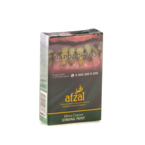 Afzal / Табак Afzal Strong Mint (Мята Стронг), 40г / Акциз в ХукаГиперМаркете Т24