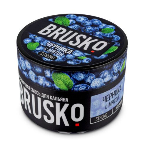 Brusko / Бестабачная смесь Brusko Strong Черника с мятой, 50г в ХукаГиперМаркете Т24
