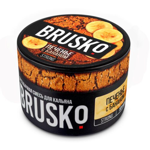 Brusko / Бестабачная смесь Brusko Strong Печенье с бананом, 50г в ХукаГиперМаркете Т24
