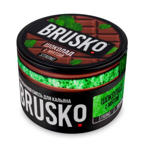 Brusko / Бестабачная смесь Brusko Strong Шоколад с мятой, 50г в ХукаГиперМаркете Т24