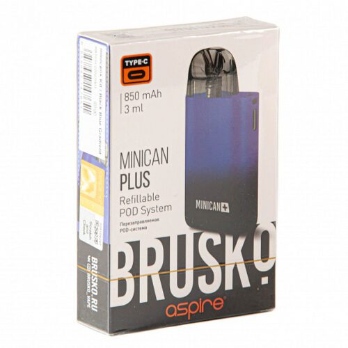 Brusko / Электронная сигарета Brusko Minican Plus 850mAh чёрно-синий градиент (многоразовая) в ХукаГиперМаркете Т24