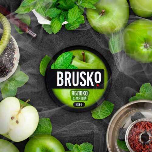 Brusko / Бестабачная смесь Brusko Strong Яблоко с мятой, 50г в ХукаГиперМаркете Т24