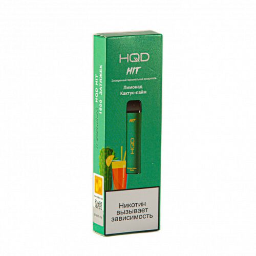 HQD / Электронная сигарета HQD Hit Лимонад кактус лайм (1600 затяжек, одноразовая) в ХукаГиперМаркете Т24