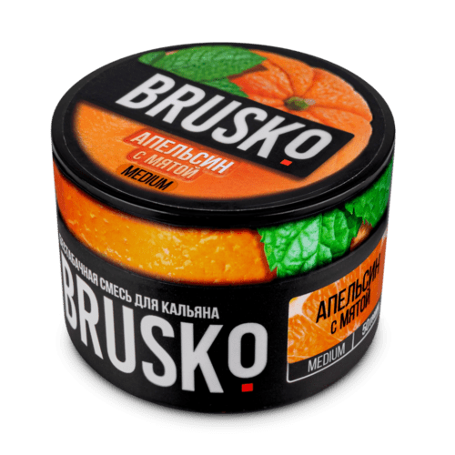 Brusko / Бестабачная смесь Brusko Medium Апельсин с мятой, 50г в ХукаГиперМаркете Т24