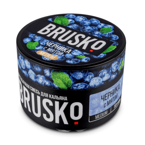 Brusko / Бестабачная смесь Brusko Medium Черника с мятой, 50г в ХукаГиперМаркете Т24