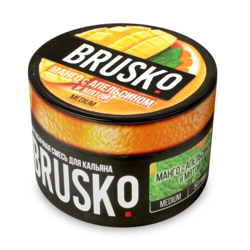 Brusko / Бестабачная смесь Brusko Medium Манго c апельсином и мятой, 50г в ХукаГиперМаркете Т24