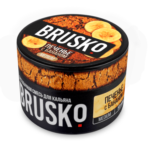 Brusko / Бестабачная смесь Brusko Medium Печенье с бананом, 50г в ХукаГиперМаркете Т24