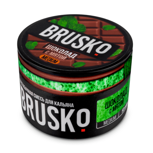 Brusko / Бестабачная смесь Brusko Medium Шоколад с мятой, 50г в ХукаГиперМаркете Т24