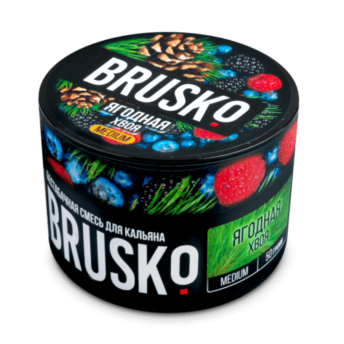 Brusko / Бестабачная смесь Brusko Medium Ягодная хвоя, 50г в ХукаГиперМаркете Т24