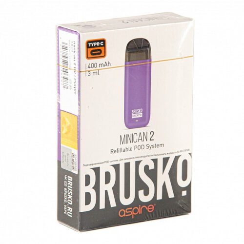 Brusko / Электронная сигарета Brusko Minican 2 400mAh Фиолетовый (многоразовая) в ХукаГиперМаркете Т24