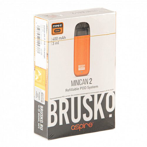 Brusko / Электронная сигарета Brusko Minican 2 400mAh оранжевый (многоразовая) в ХукаГиперМаркете Т24
