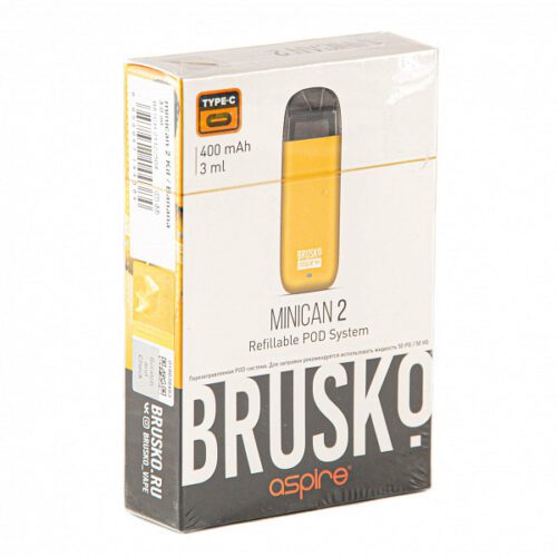 Brusko / Электронная сигарета Brusko Minican 2 400mAh жёлтый (многоразовая) в ХукаГиперМаркете Т24