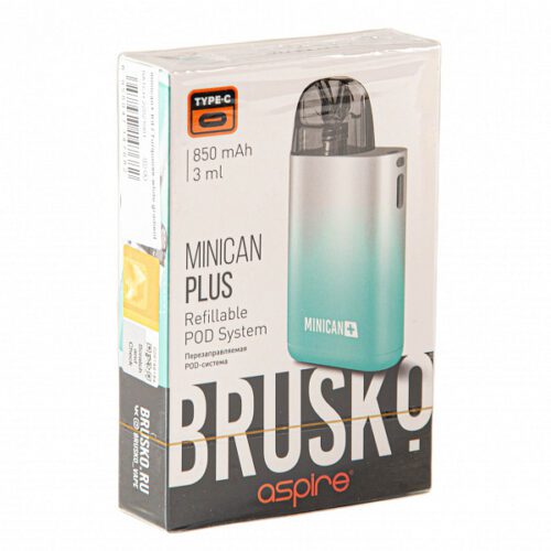 Brusko / Электронная сигарета Brusko Minican Plus 850mAh бирюзово-белый градиент (многоразовая) в ХукаГиперМаркете Т24
