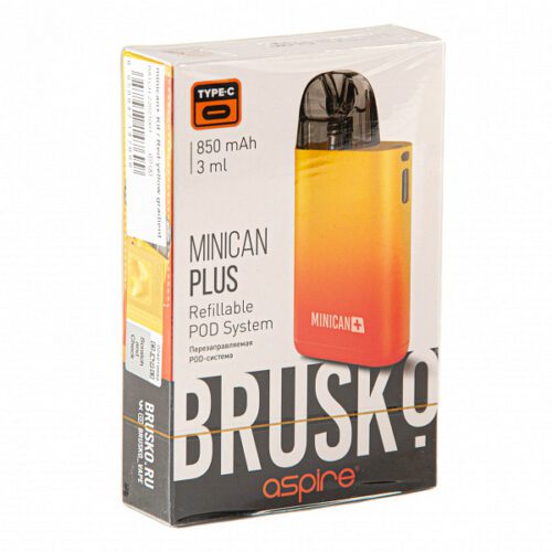 Brusko / Электронная сигарета Brusko Minican Plus 850mAh красно-жёлтый градиент (многоразовая) в ХукаГиперМаркете Т24