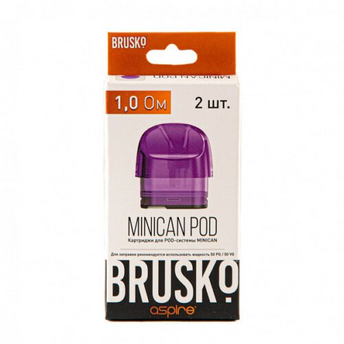 Brusko / Картридж к электронной системе Brusko Minican фиолетовый 1.0 Ohm (2шт.) в ХукаГиперМаркете Т24