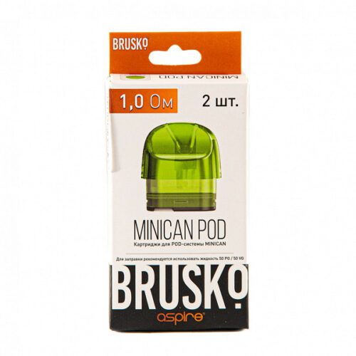 Brusko / Картридж к электронной системе Brusko Minican зелёный 1.0 Ohm (2шт) в ХукаГиперМаркете Т24