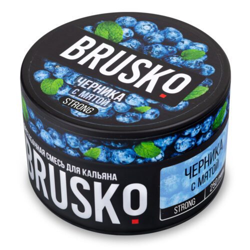 Brusko / Бестабачная смесь Brusko Strong Черника с мятой, 250г в ХукаГиперМаркете Т24