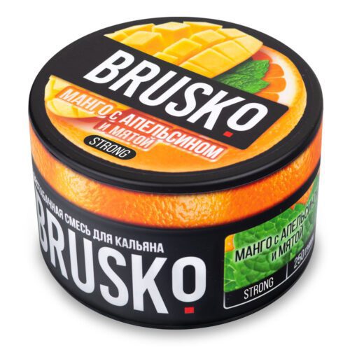 Brusko / Бестабачная смесь Brusko Strong Манго с апельсином и мятой, 250г в ХукаГиперМаркете Т24
