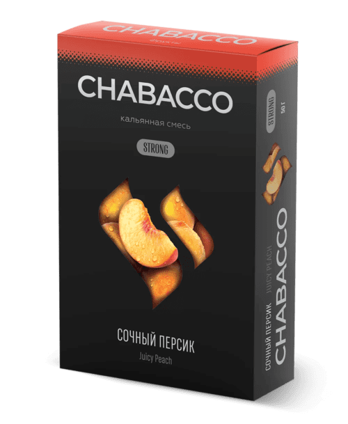 CHABACCO / Бестабачная смесь Chabacco Strong Juicy Peach (Сочный Персик), 50г в ХукаГиперМаркете Т24