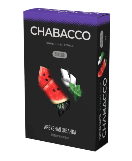 CHABACCO / Бестабачная смесь Chabacco Strong Watermelon Gum, 50г в ХукаГиперМаркете Т24
