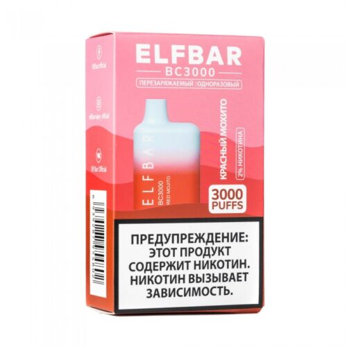 ELF BAR / Электронная сигарета ELFBAR BC3000 Red Mojito (3000 затяжек, 20мг, одноразовая) в ХукаГиперМаркете Т24