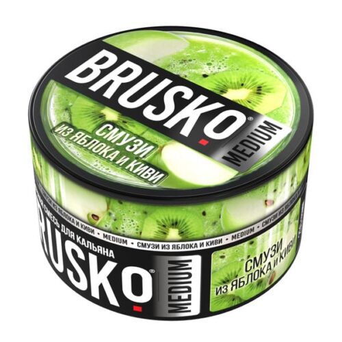 Brusko / Бестабачная смесь Brusko Medium Смузи из яблока и киви, 250г в ХукаГиперМаркете Т24