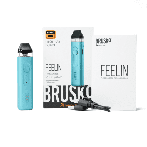 Brusko / Электронная сигарета Brusko Feelin 1000 mAh Бирюзовый (многоразовая) в ХукаГиперМаркете Т24
