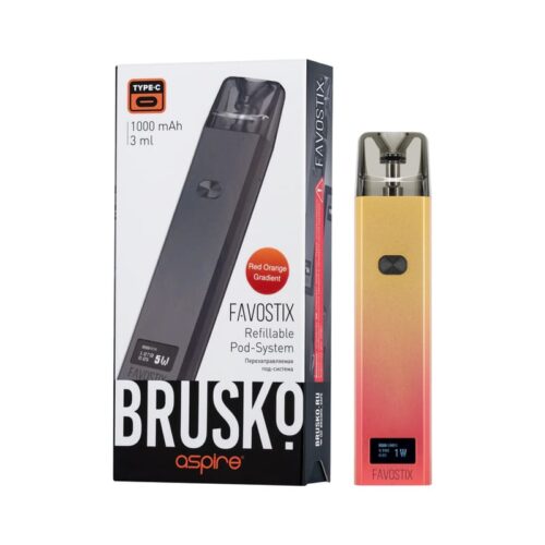 Brusko / Электронная сигарета Brusko Favostix 1000mAh Red-orange Gradient (многоразовая) в ХукаГиперМаркете Т24