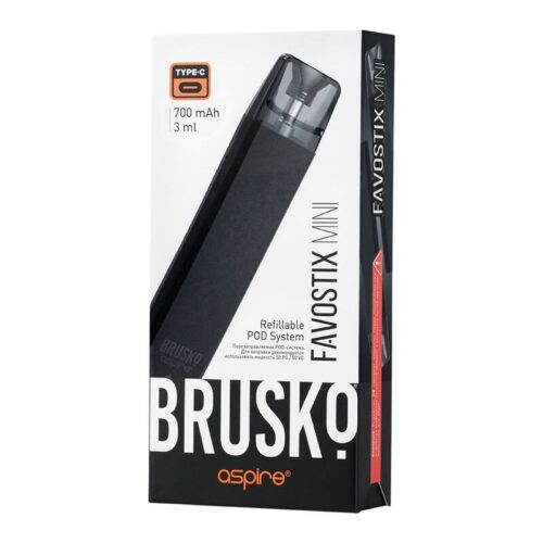 Brusko / Электронная сигарета Brusko Favostix Mini 700 mAh Чёрный (многоразовая) в ХукаГиперМаркете Т24