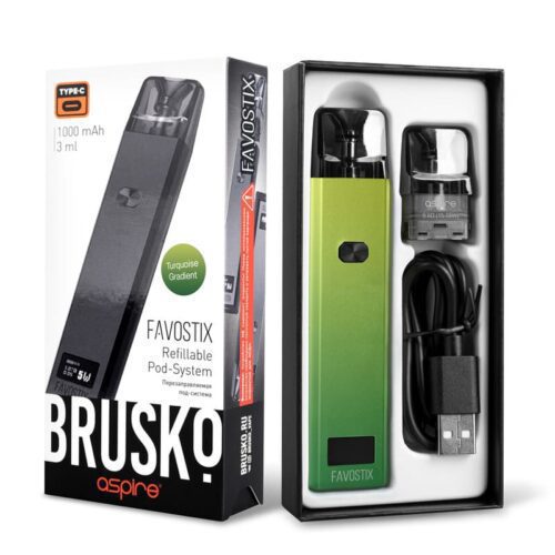 Brusko / Электронная сигарета Brusko Favostix 1000mAh Turquoise Gradient (многоразовая) в ХукаГиперМаркете Т24