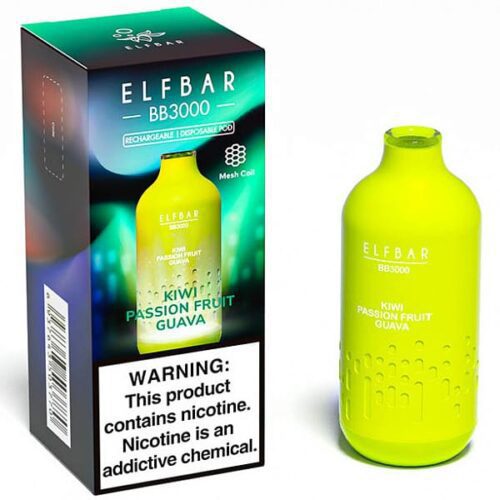 ELF BAR / Электронная сигарета ELFBAR BB3000 Kiwi Passion Fruit Guava (3000 затяжек, одноразовая, Micro-USB) в ХукаГиперМаркете Т24