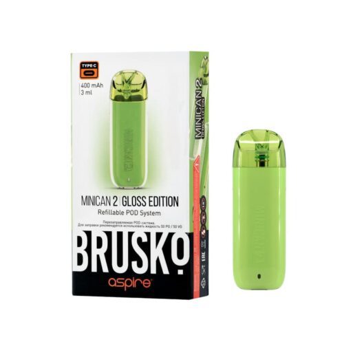Brusko / Электронная сигарета Brusko Minican 2 400mAh Gloss Edition Green (многоразовая) в ХукаГиперМаркете Т24