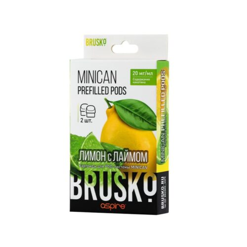 Brusko / Предзаправленный картридж Brusko Minican Лимон с лаймом, 2,4 мл, 2%, 2 шт в ХукаГиперМаркете Т24