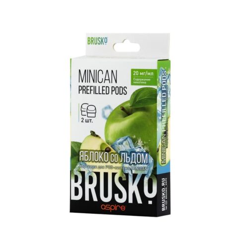 Brusko / Предзаправленный картридж Brusko Minican Яблоко со льдом, 2,4 мл, 2%, 2 шт в ХукаГиперМаркете Т24