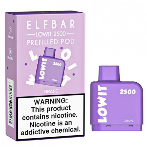 ELF BAR / Картридж Elf Bar Lowit Grape (2500 затяжек, 20 мг, 6 мл) в ХукаГиперМаркете Т24
