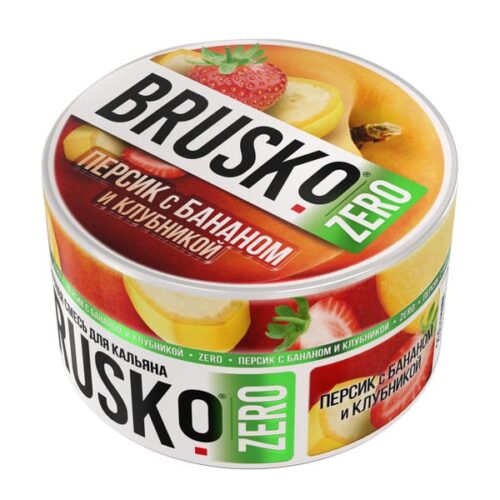 Brusko / Бестабачная смесь Brusko Zero Персик с бананом и клубникой, 250г в ХукаГиперМаркете Т24