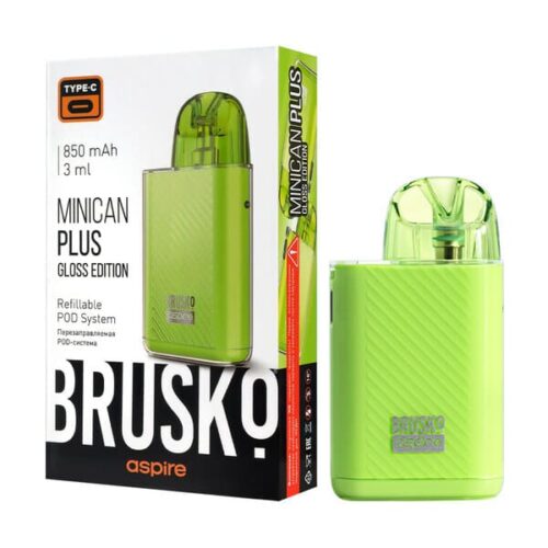 Brusko / Электронная сигарета Brusko Minican Plus 850mAh Gloss edition зелёный (многоразовая) в ХукаГиперМаркете Т24