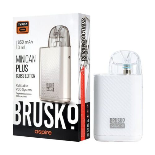 Brusko / Электронная сигарета Brusko Minican Plus 850mAh Gloss edition белый (многоразовая) в ХукаГиперМаркете Т24
