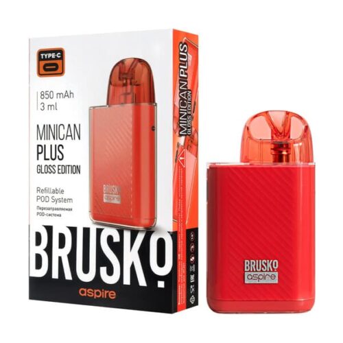 Brusko / Электронная сигарета Brusko Minican Plus 850mAh Gloss edition красный (многоразовая) в ХукаГиперМаркете Т24