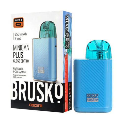 Brusko / Электронная сигарета Brusko Minican Plus 850mAh Gloss edition синий (многоразовая) в ХукаГиперМаркете Т24