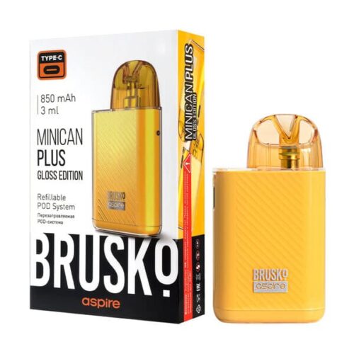 Brusko / Электронная сигарета Brusko Minican Plus 850mAh Gloss edition жёлтый (многоразовая) в ХукаГиперМаркете Т24