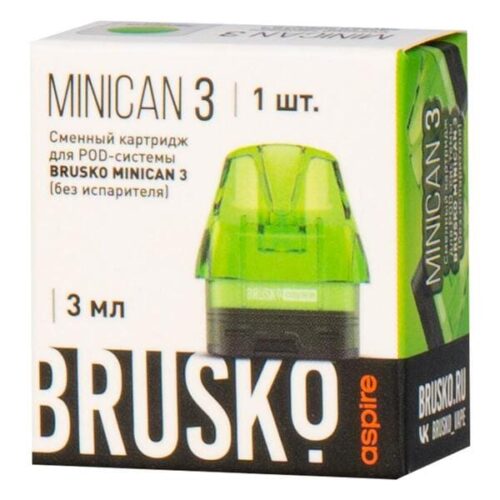 Brusko / Картридж сменный для Brusko Minican 3 Green (3мл, 1шт) в ХукаГиперМаркете Т24