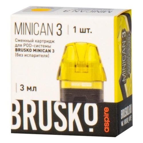 Brusko / Картридж сменный для Brusko Minican 3 Yellow (3мл, 1шт) в ХукаГиперМаркете Т24