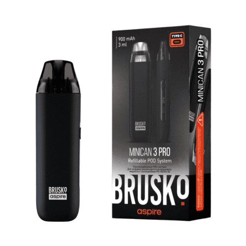 Brusko / Электронная сигарета Brusko Minican 3 Pro 900mAh Black (многоразовая) в ХукаГиперМаркете Т24