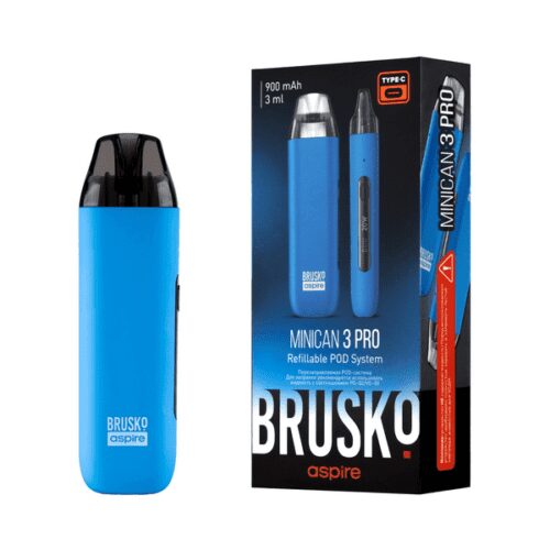 Brusko / Электронная сигарета Brusko Minican 3 Pro 900mAh Blue (многоразовая) в ХукаГиперМаркете Т24