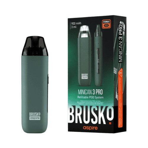 Brusko / Электронная сигарета Brusko Minican 3 Pro 900mAh Green (многоразовая) в ХукаГиперМаркете Т24