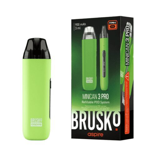 Brusko / Электронная сигарета Brusko Minican 3 Pro 900mAh Light green (многоразовая) в ХукаГиперМаркете Т24